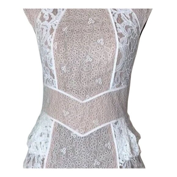 BCBGMaxAzria Kerra Lace Overlay Peplum Sleeveless Top, Size Medium, Office - Picture 2 of 6